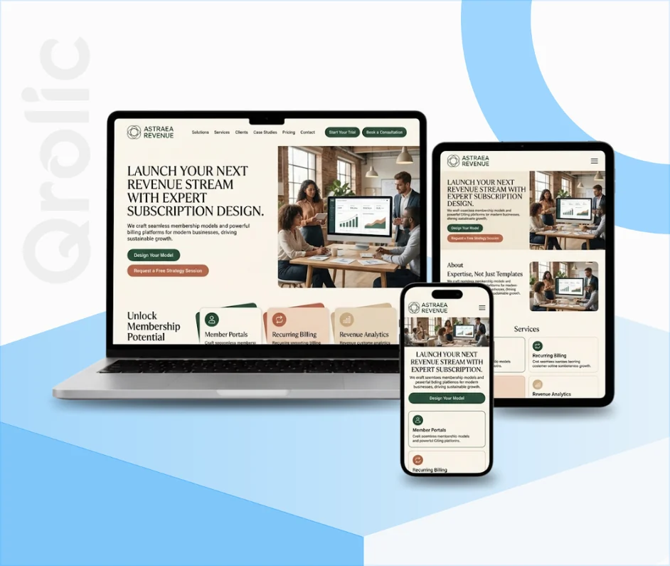 Subscription services website design and development services showing a member portal and billing dashboard

