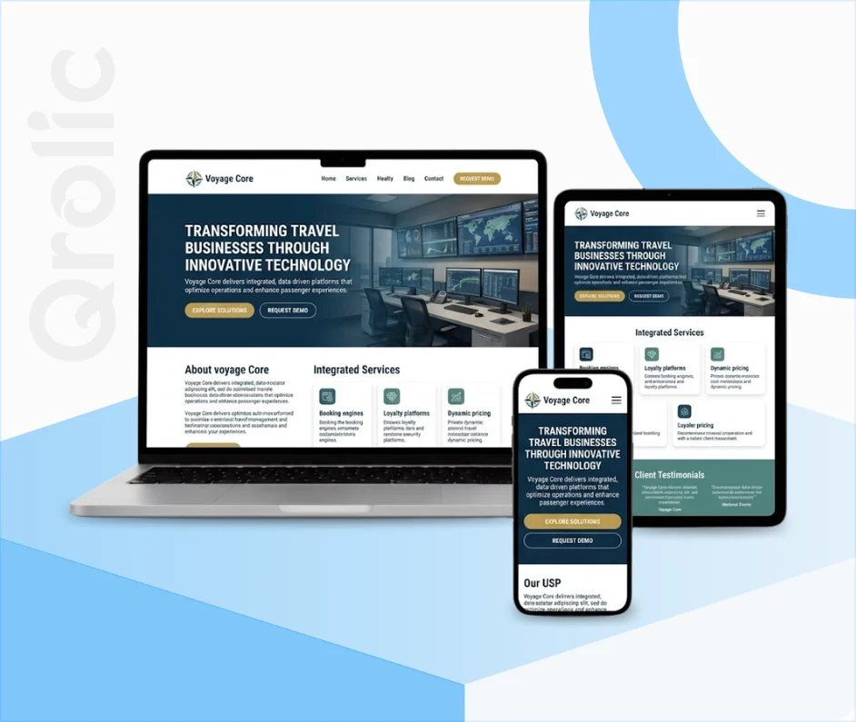 Travel Tech Website Design and Development Services Travel tech website design and development services by Qrolic Technologies