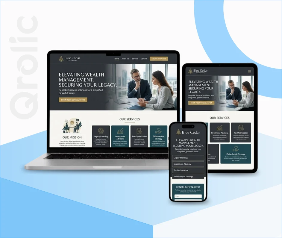 Wealth Management Website Design & Development Wealth management website design and development services hero banner showing a secure client portal interface