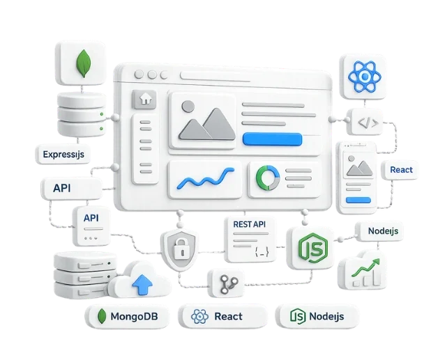 Custom MERN Stack Development Service MERN Stack development company building secure React, Node.js, Express and MongoDB web applications