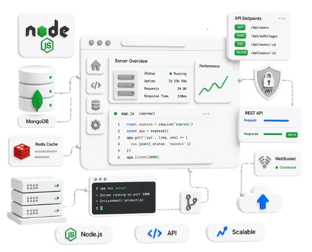 Node.js backend development services with scalable APIs and secure server architecture