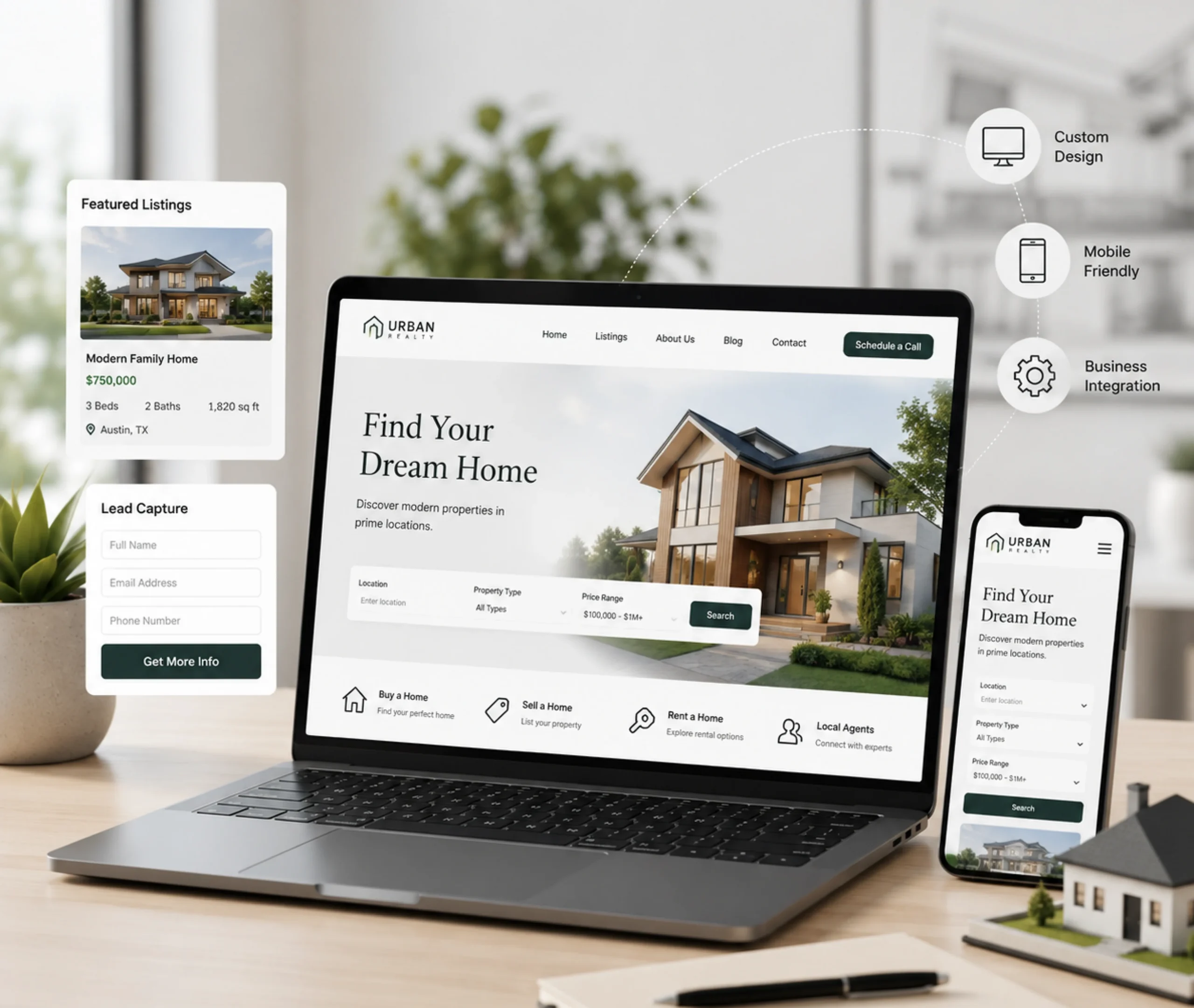 Real Estate Website Design and Development Services hero section image