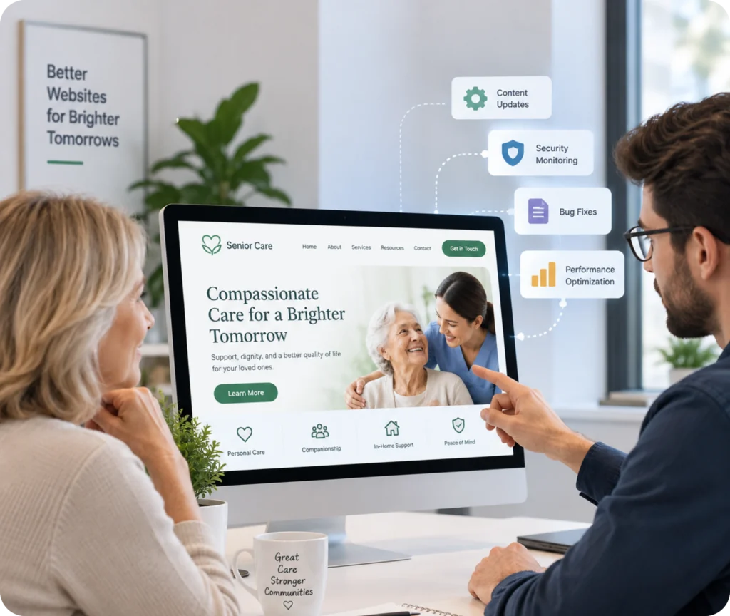 Senior Care Website Maintenance Service Senior care website maintenance and support for existing care provider websites.