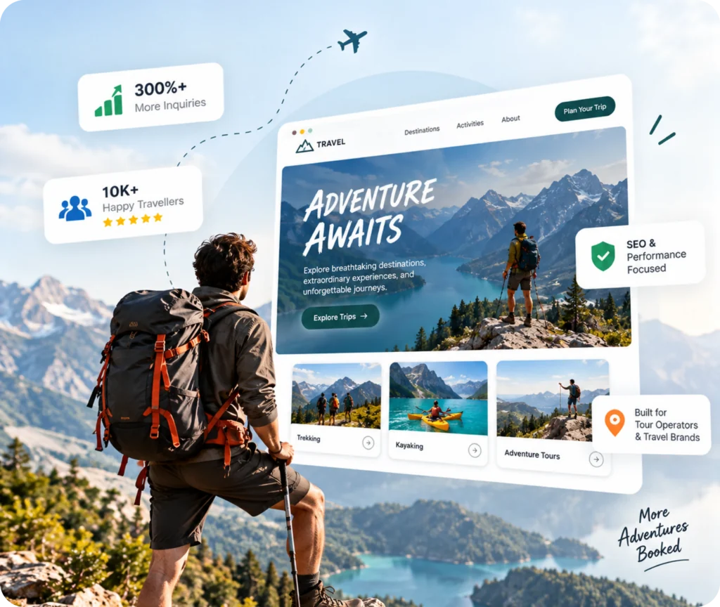 Adventure Tourism Web Design & Development Service Adventure tourism website design and development services by Qrolic