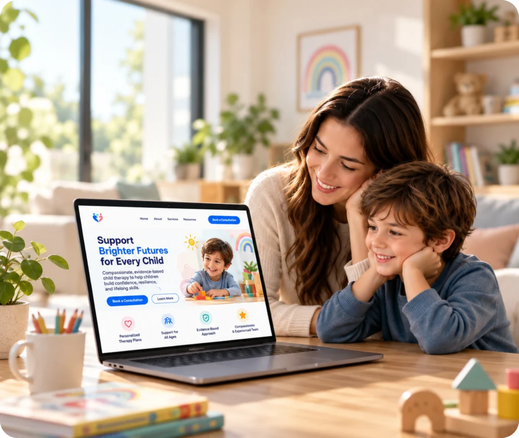 Child Therapist Website Design & Development Service Child therapist website design and development by Qrolic