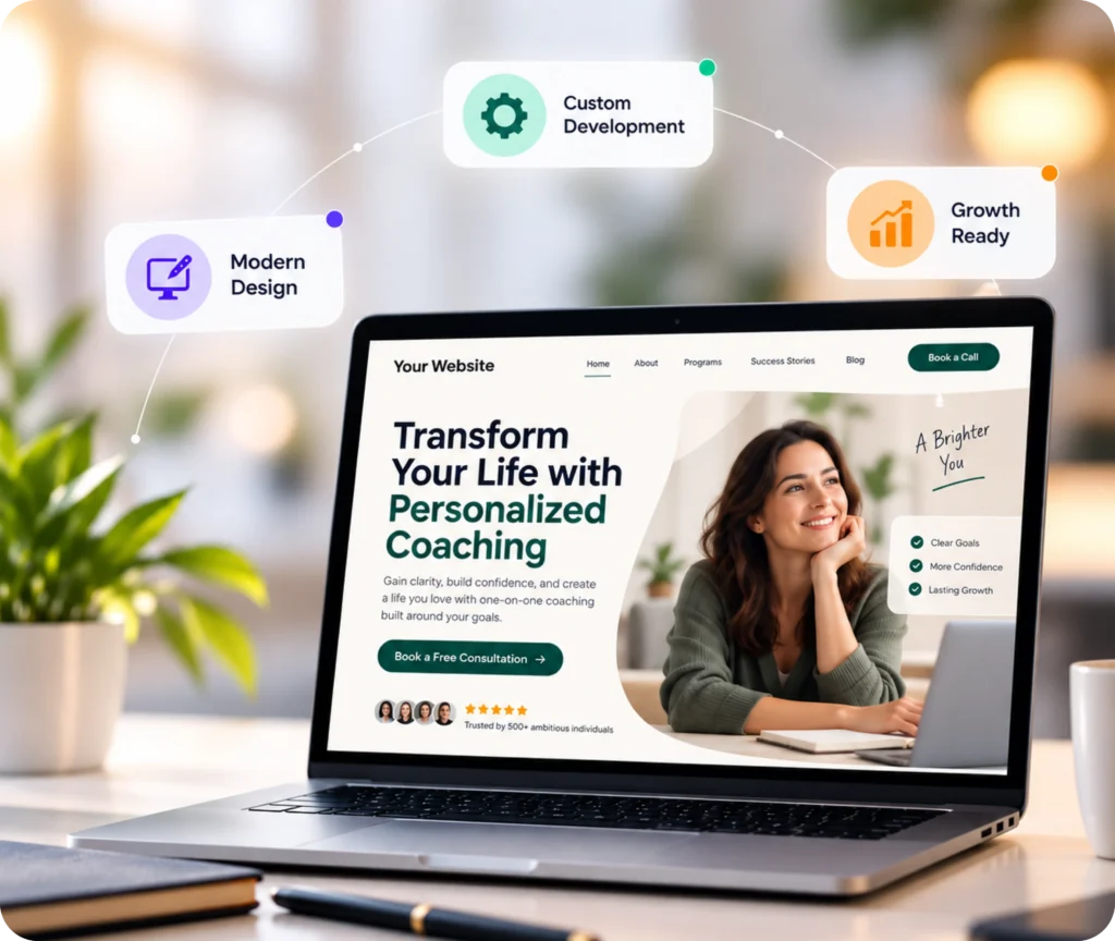 Coaching website design and development services by Qrolic
