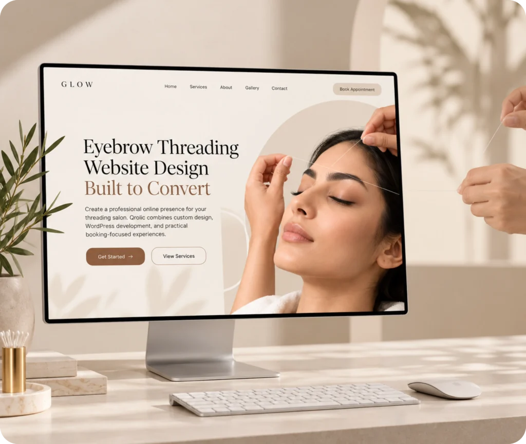 Eyebrow Threading Website Design & Development Service Eyebrow threading salon website design and development services by Qrolic