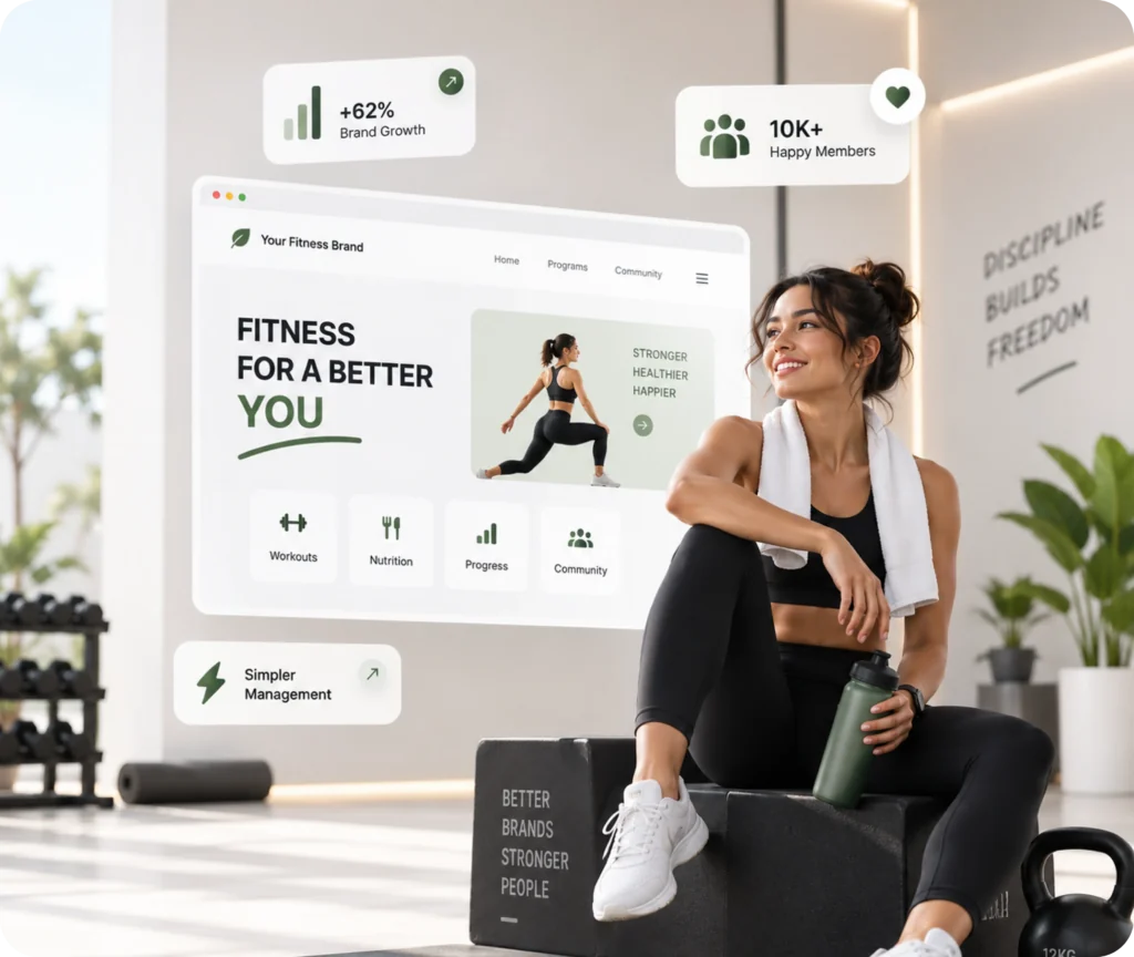 Fitness Website Design Built for Growing Fitness Brands Fitness website design and development displayed on a desktop screen