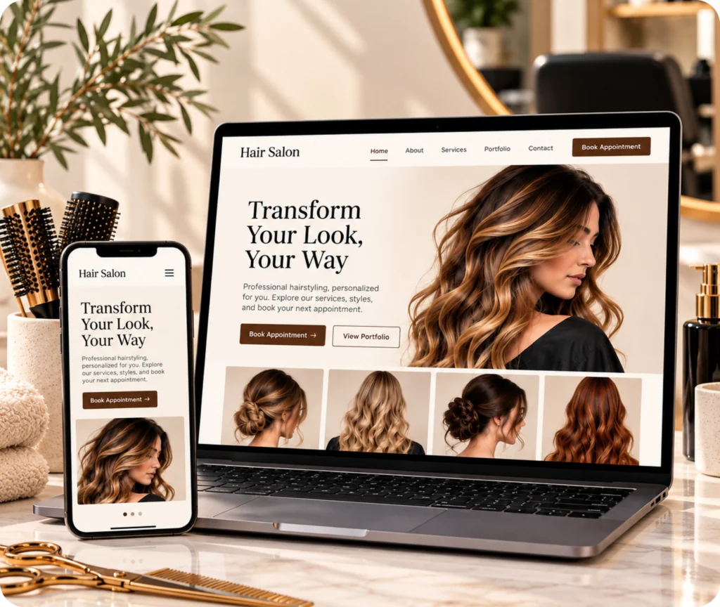 Hairstylist website design and development services by Qrolic
