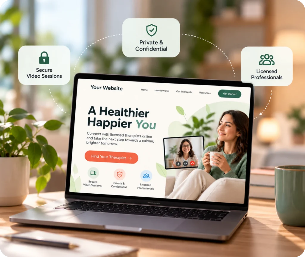 Online therapist website design and development services by Qrolic
