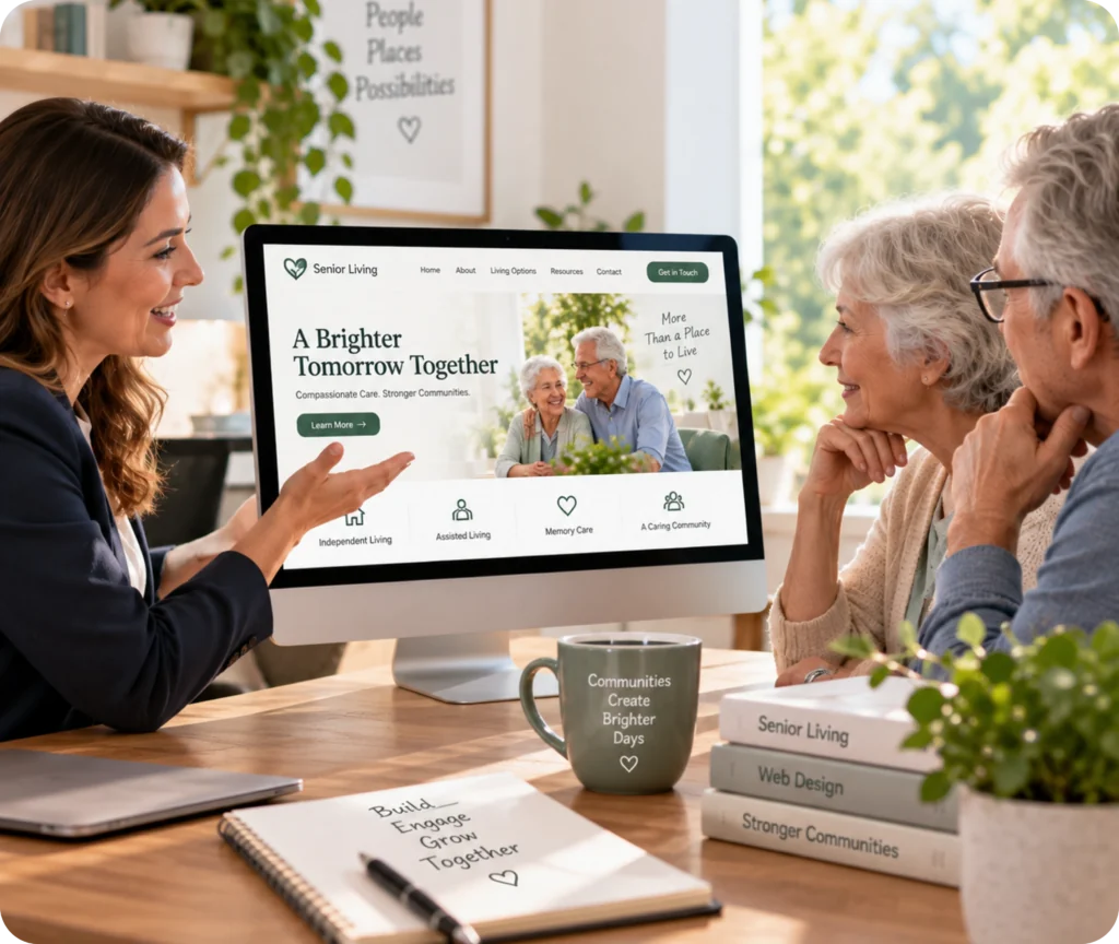 Senior living website design and development for senior living communities and care providers.
