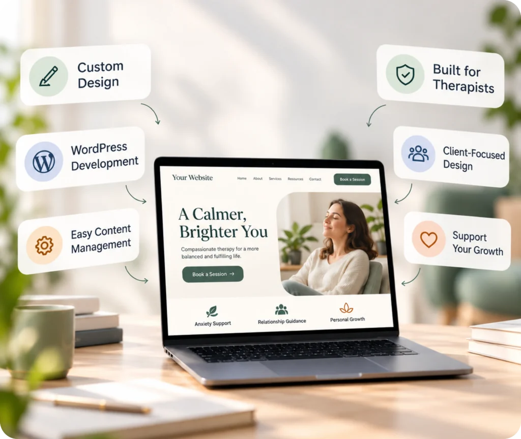 Therapist website design and development services by Qrolic
