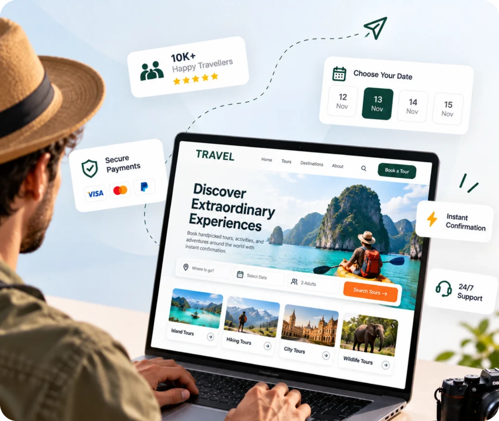 Tour Booking Websites Development Services Tour booking websites and reservation system development services by Qrolic