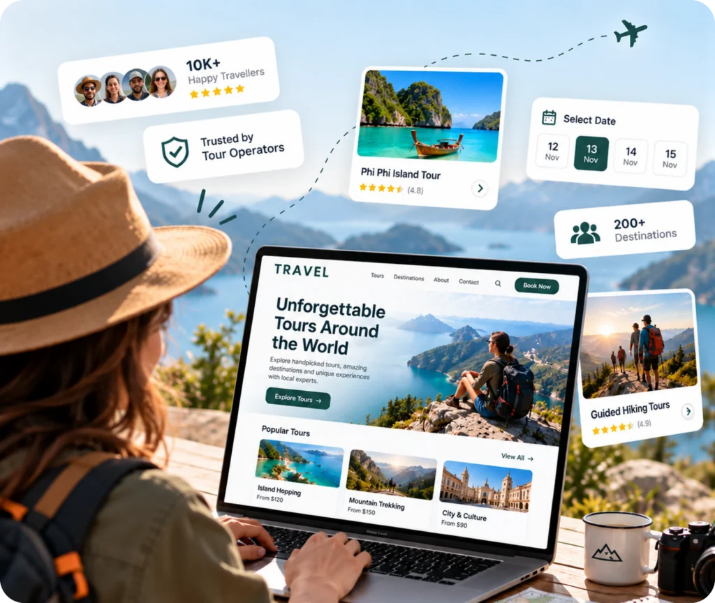 Tour Website Design & Development Service Tour website design and development services for tour operators by Qrolic