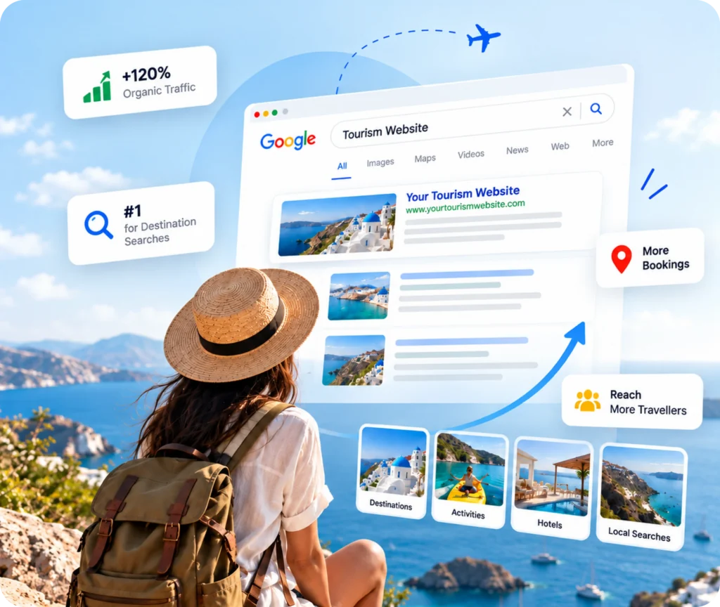 Tourism SEO services for travel businesses and traveller search visibility by Qrolic
