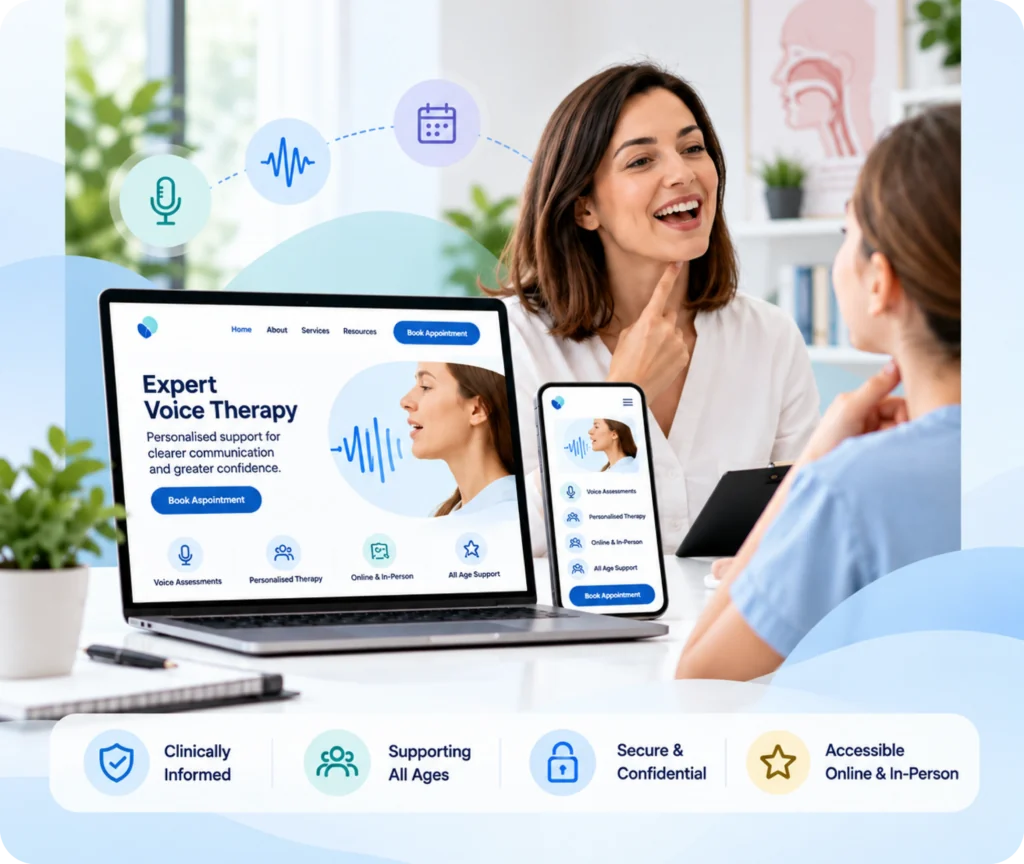 Voice therapist website design and development by Qrolic