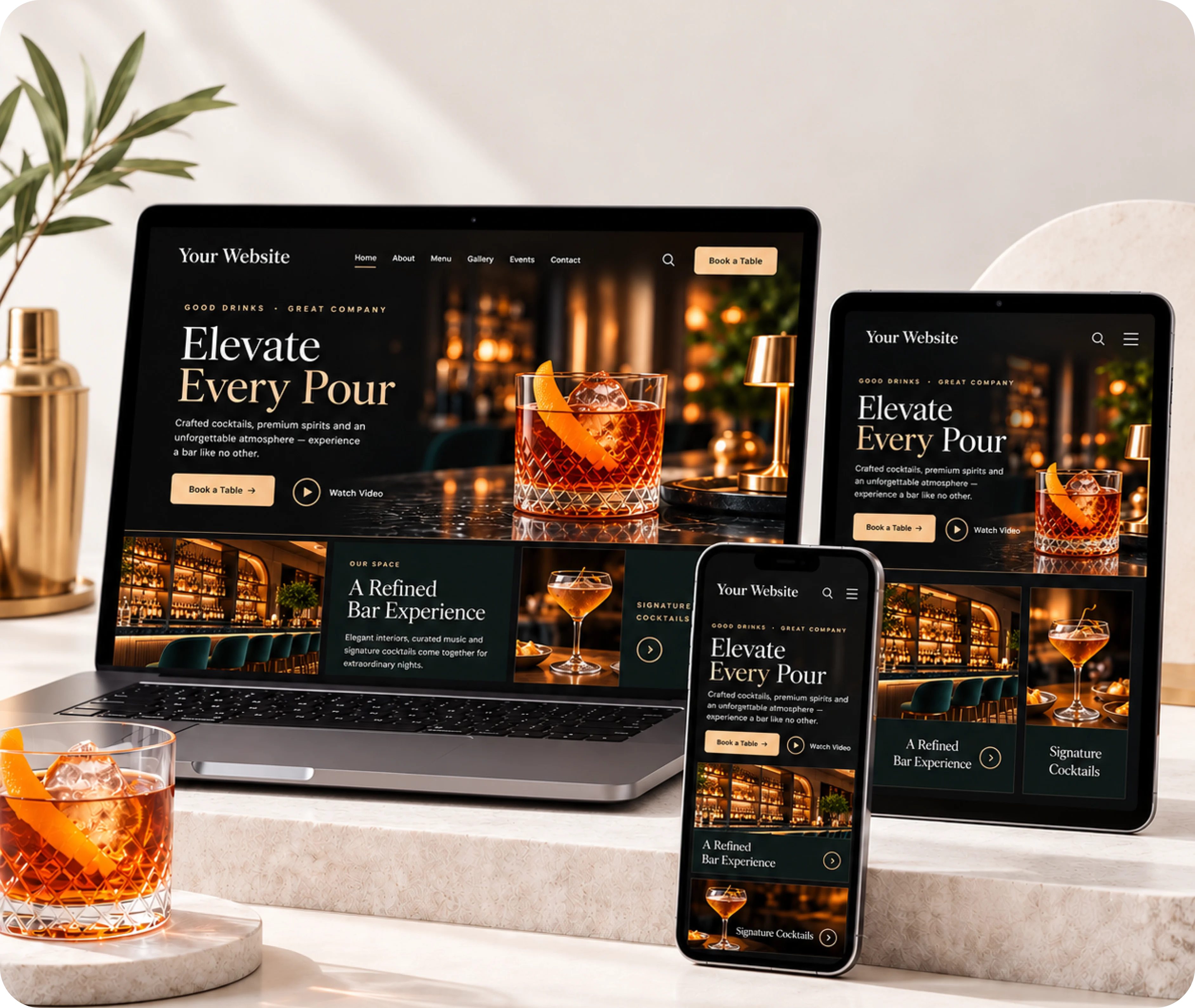 Bar website design and development showing a custom WordPress website built around a modern venue's audience, brand, content, visitor journey, and business goals
