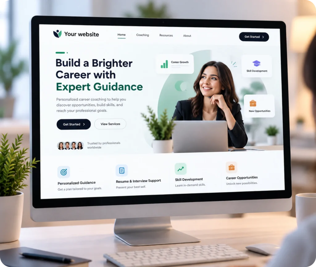 Career coach website design and development by Qrolic
