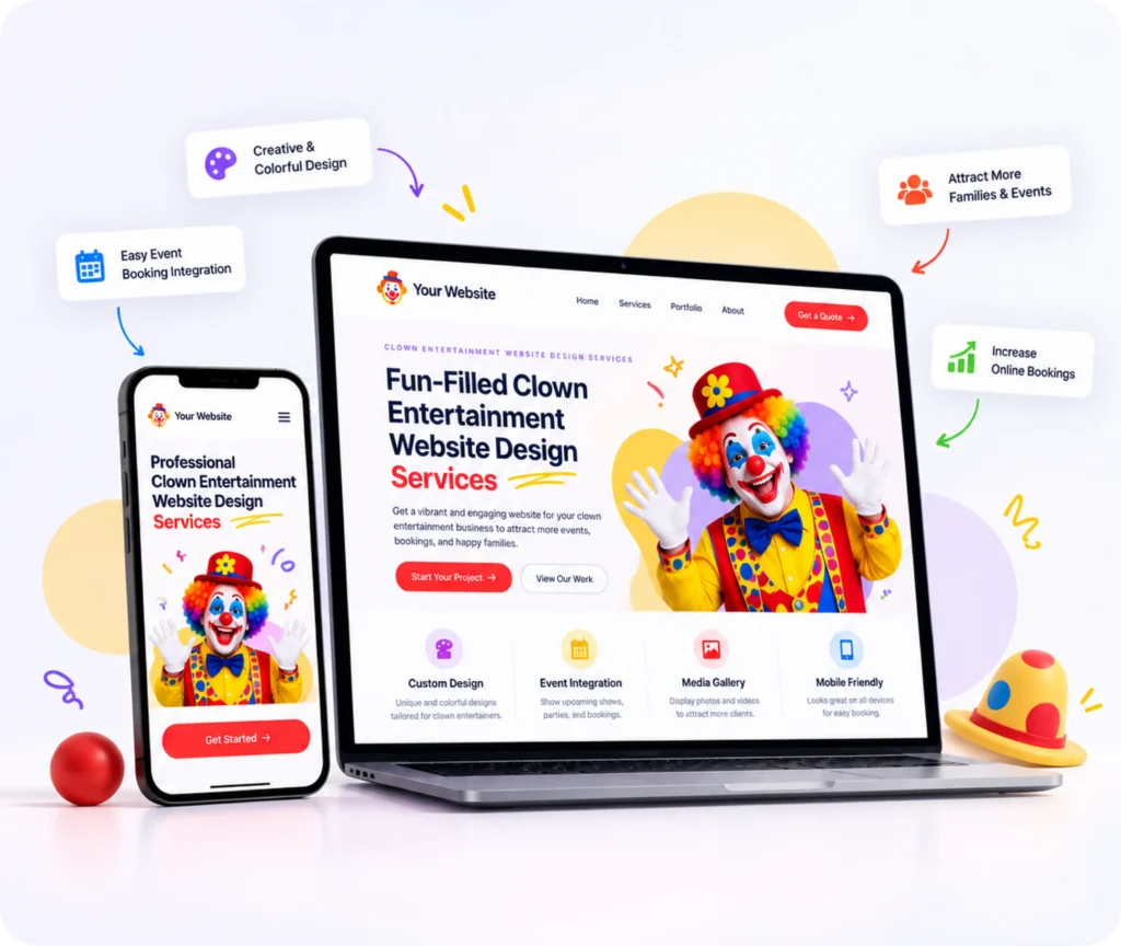 clown entertainment website design,clown entertainment website development,clown entertainer website,website design for clowns