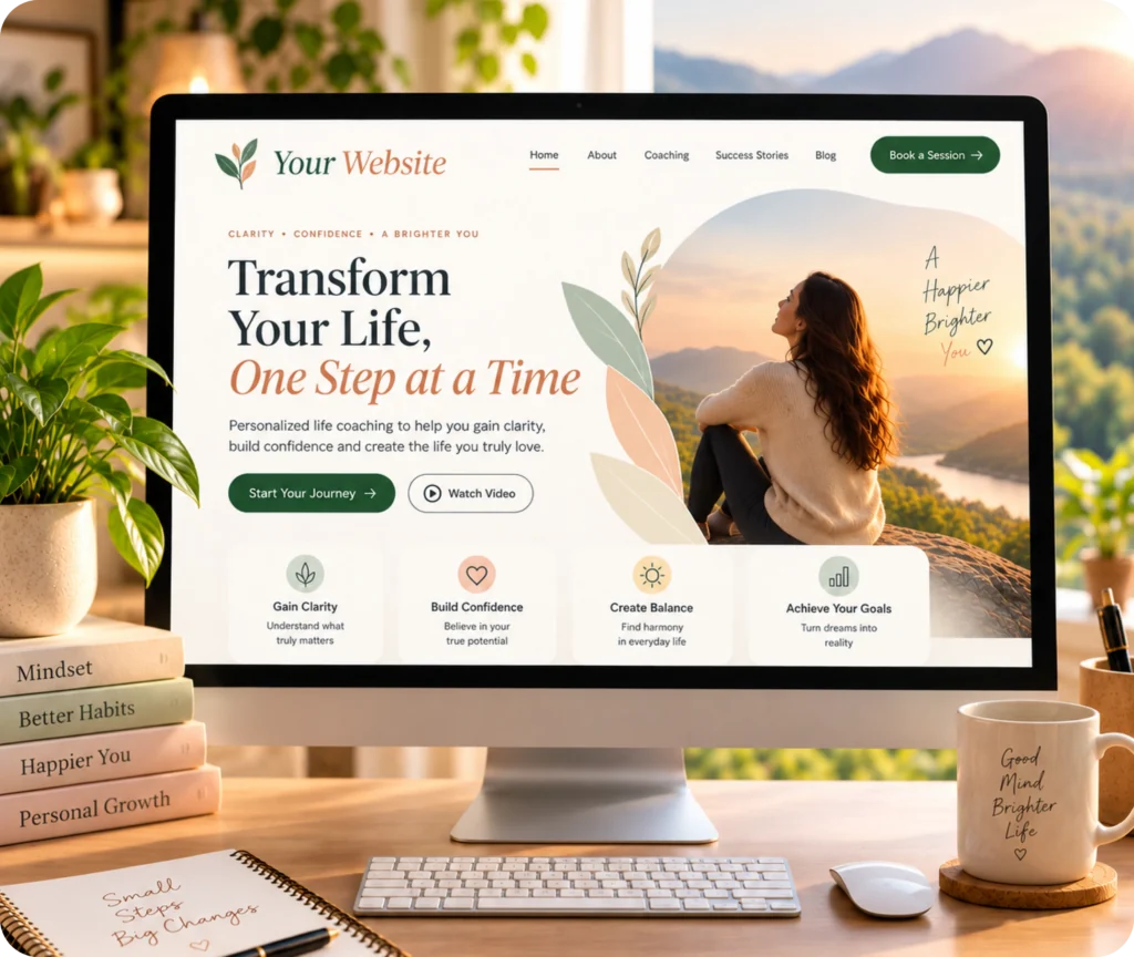 Life coach website design and development by Qrolic
