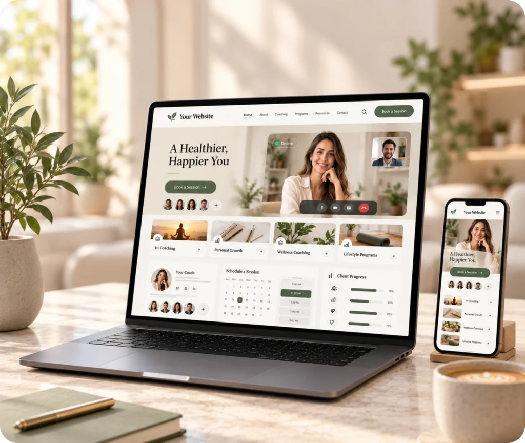 Online coach website design and development by Qrolic
