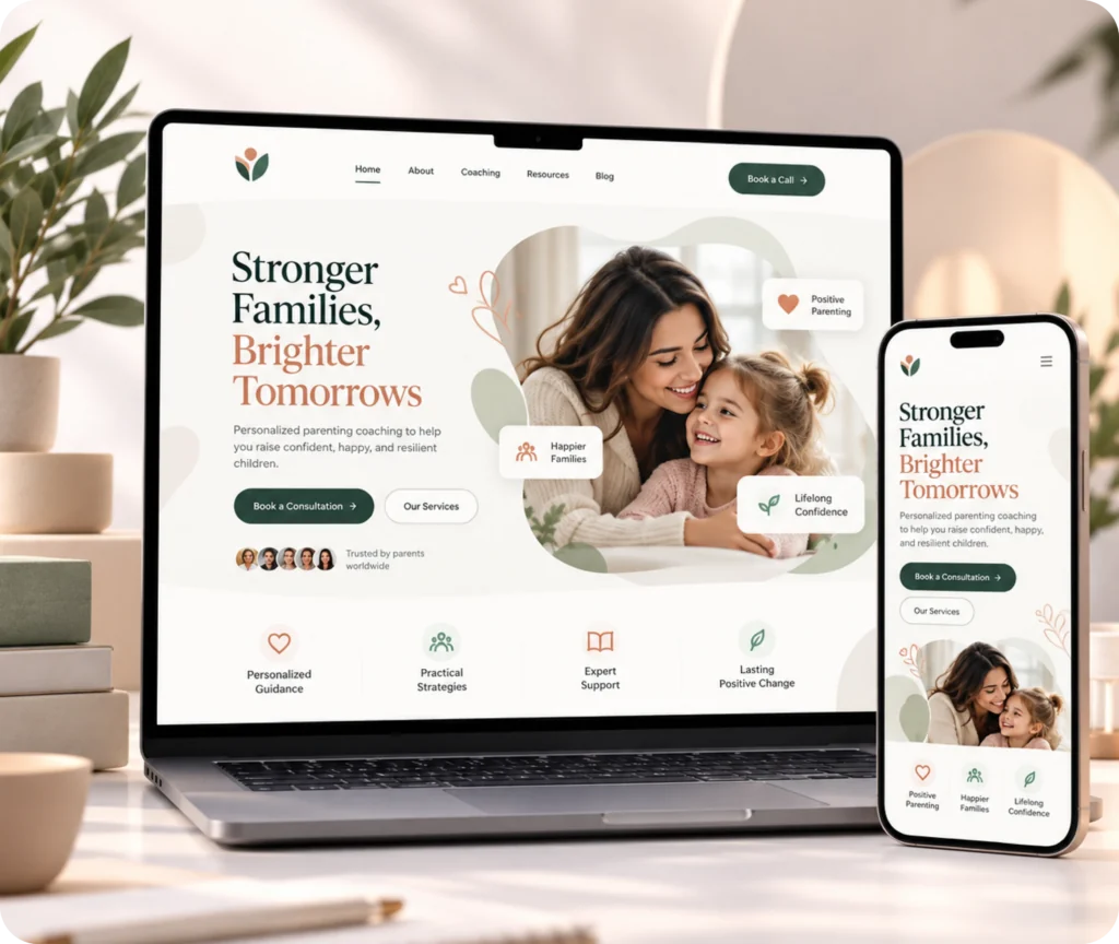 Parenting coach website design and development by Qrolic