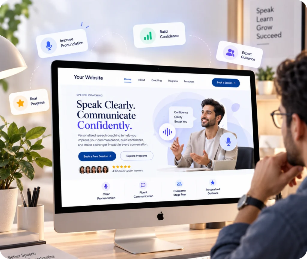 Speech coach website design and development by Qrolic